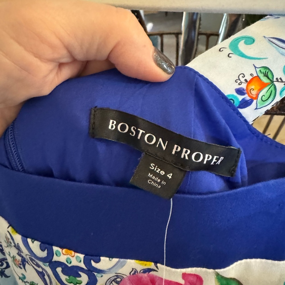 NWT Boston Proper Capri Tiles Print Square Neck High Low Dress size 4 - Picture 8 of 8